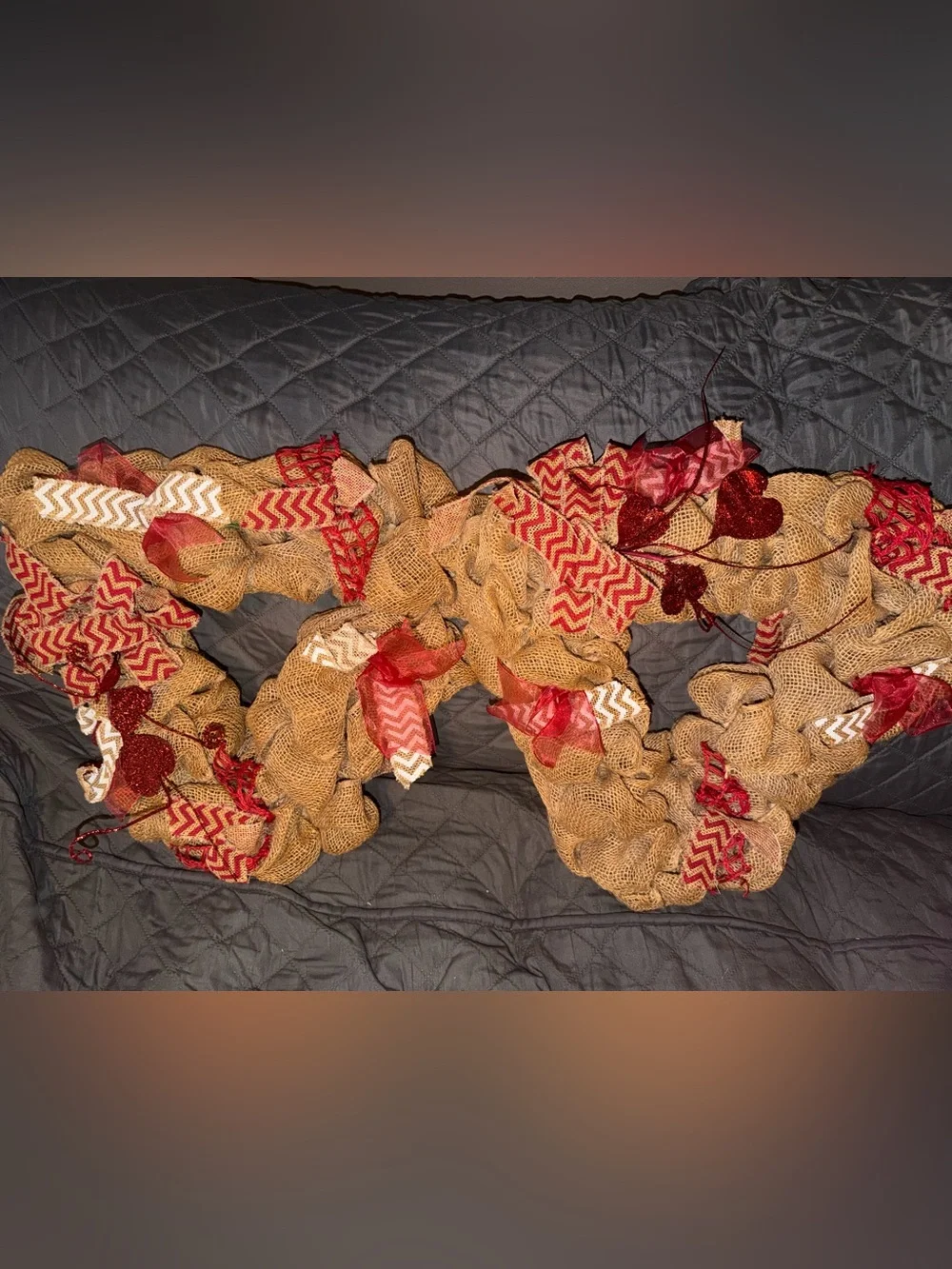 2 - 19” BURLAP & RED HEART VALENTINE’S DAY WREATHS
